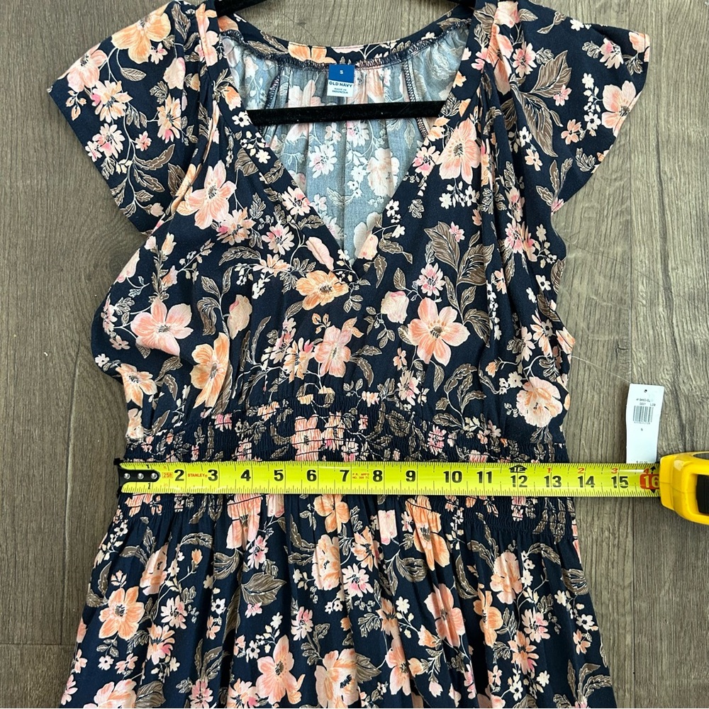 Old Navy Navy Floral Midi Dress with Blush Flowers - Picture 14 of 14